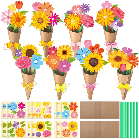 Motipuns flower bouquet cards ready for DIY gifting and classroom projects.