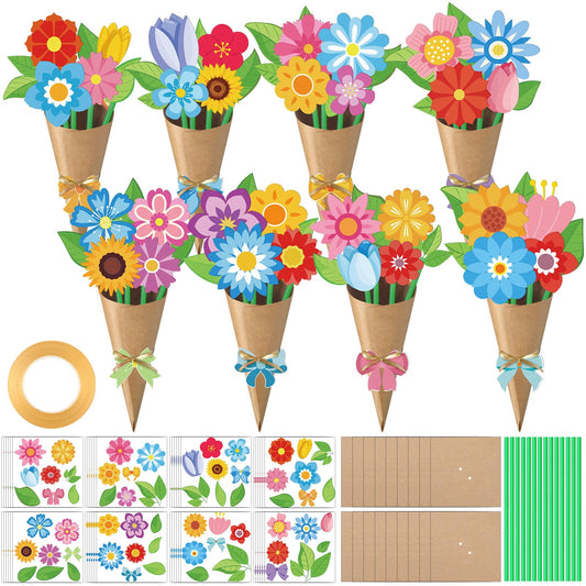 Motipuns 48-set spring bouquet flower cards for DIY gifting and displays.