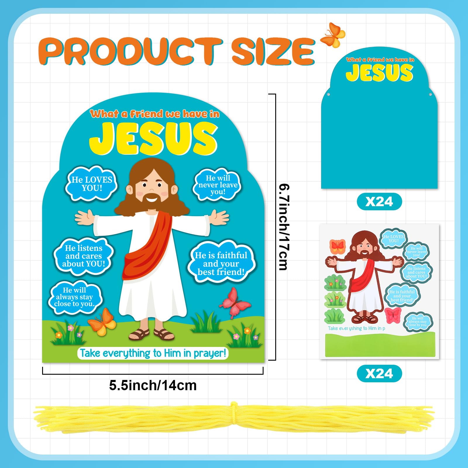 Motipuns Jesus craft with arms outstretched ready for personal inscriptions.