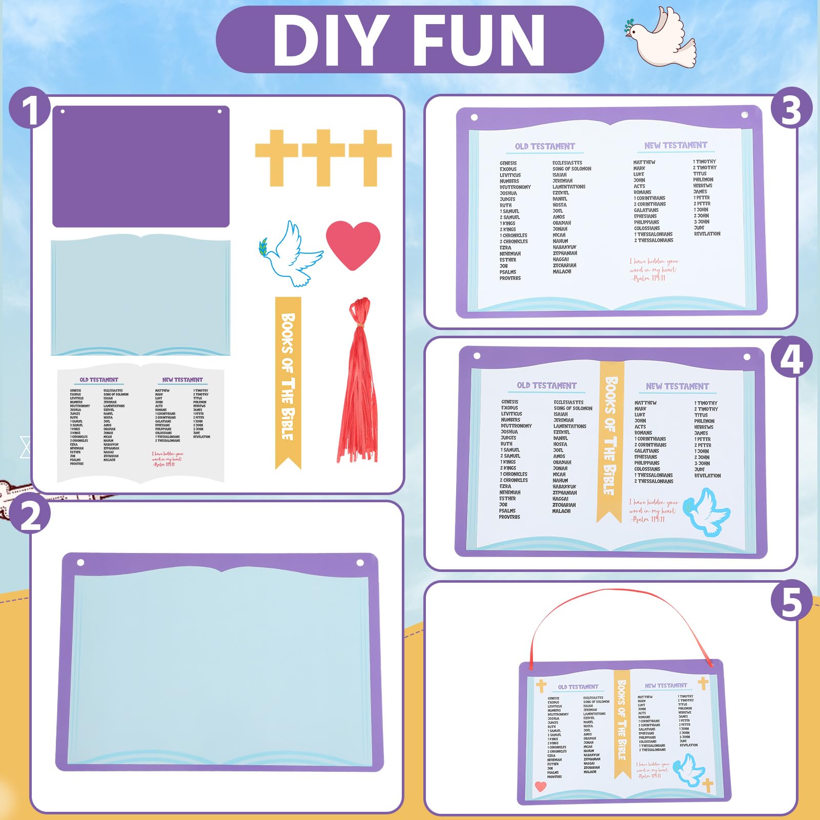 Motipuns coated paper ensures sturdy, long-lasting Bible crafts for kids.