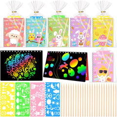 Motipuns Easter scratch notebooks reveal rainbow colors for creative play.