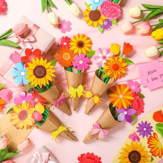 Motipuns pre-cut flowers show vibrant colors for a striking bouquet craft.