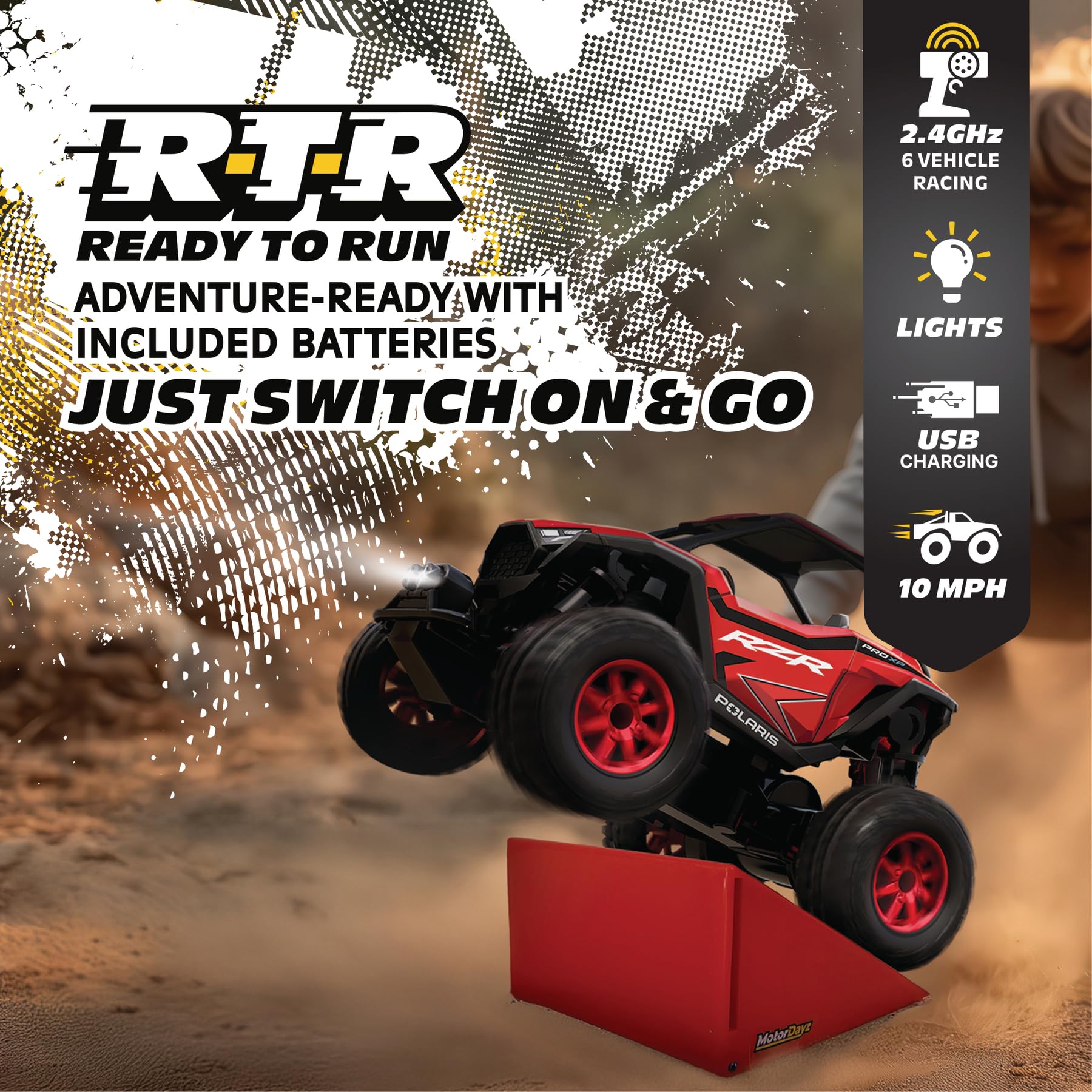 Jump ramp included with Motor Dayz RC car for quick stunts