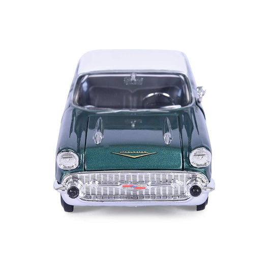 Motormax 1:24 Chevy Bel Air doors open reveal detailed interior, collectible quality.