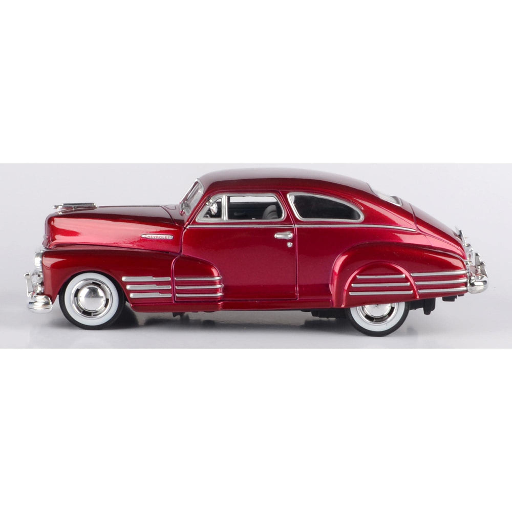 Motormax 1948 Chevy Aerosedan Fleetline doors-open shot demonstrates interactive detail