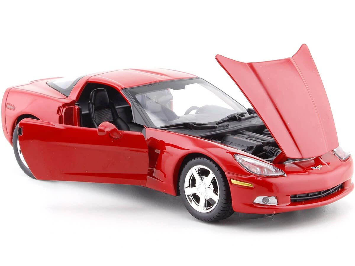Motormax Corvette C6 red interior detail enhances display realism.