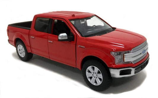 Motormaxx 2019 Ford F-150 Lariat diecast front view with grille and glossy red finish for display