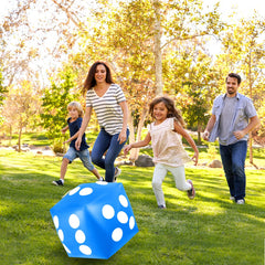 Mototo blue inflatable dice set for poolside and lawn use