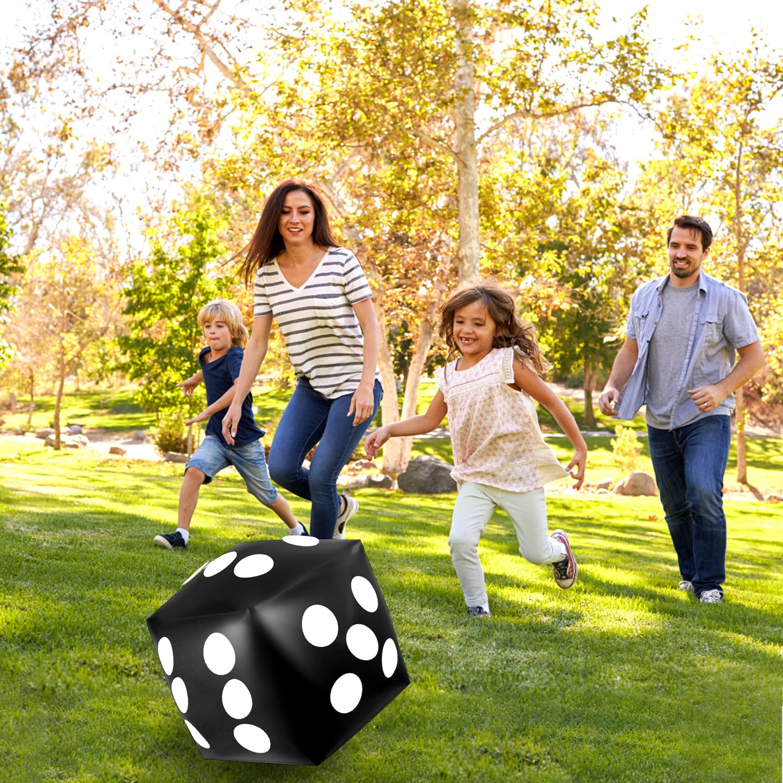 Mototo inflatable dice by poolside ready for water-friendly party games.