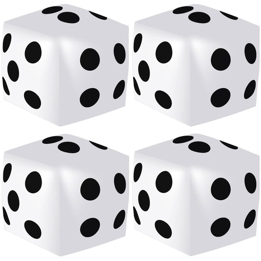 Mototo inflatable dice 12.6 inch white with black pips for party decor