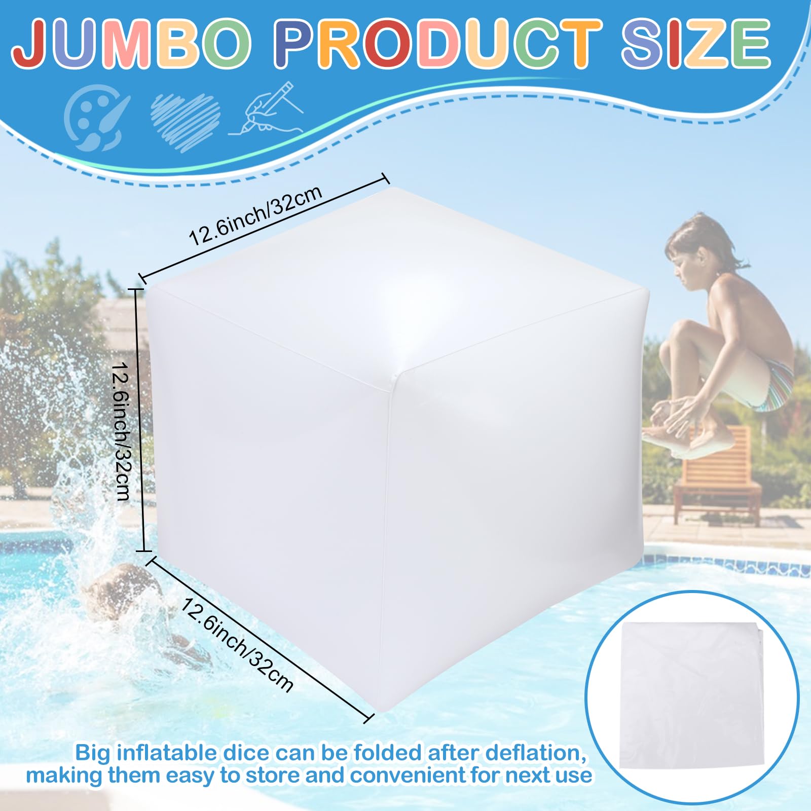 Mototo inflatable dice with easy inflate port for quick setup at parties