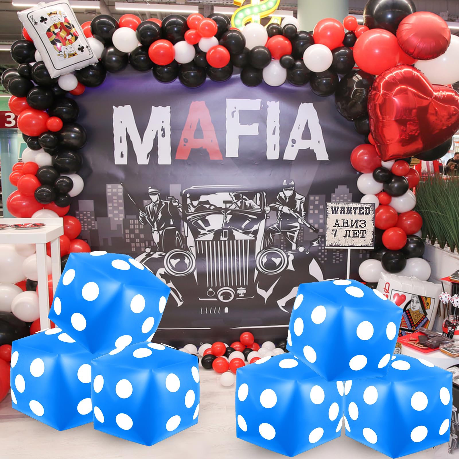 Mototo inflatable dice with inflation port for quick setup at parties