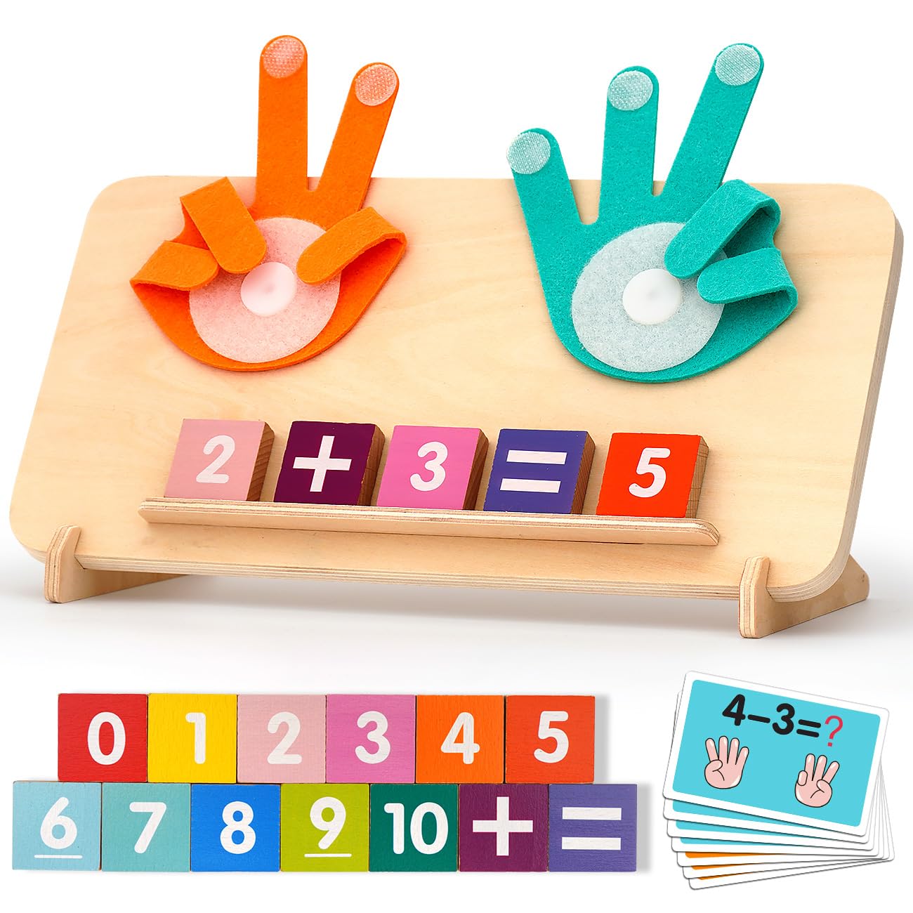 MOTREE wooden finger board for hands-on counting and number sense.