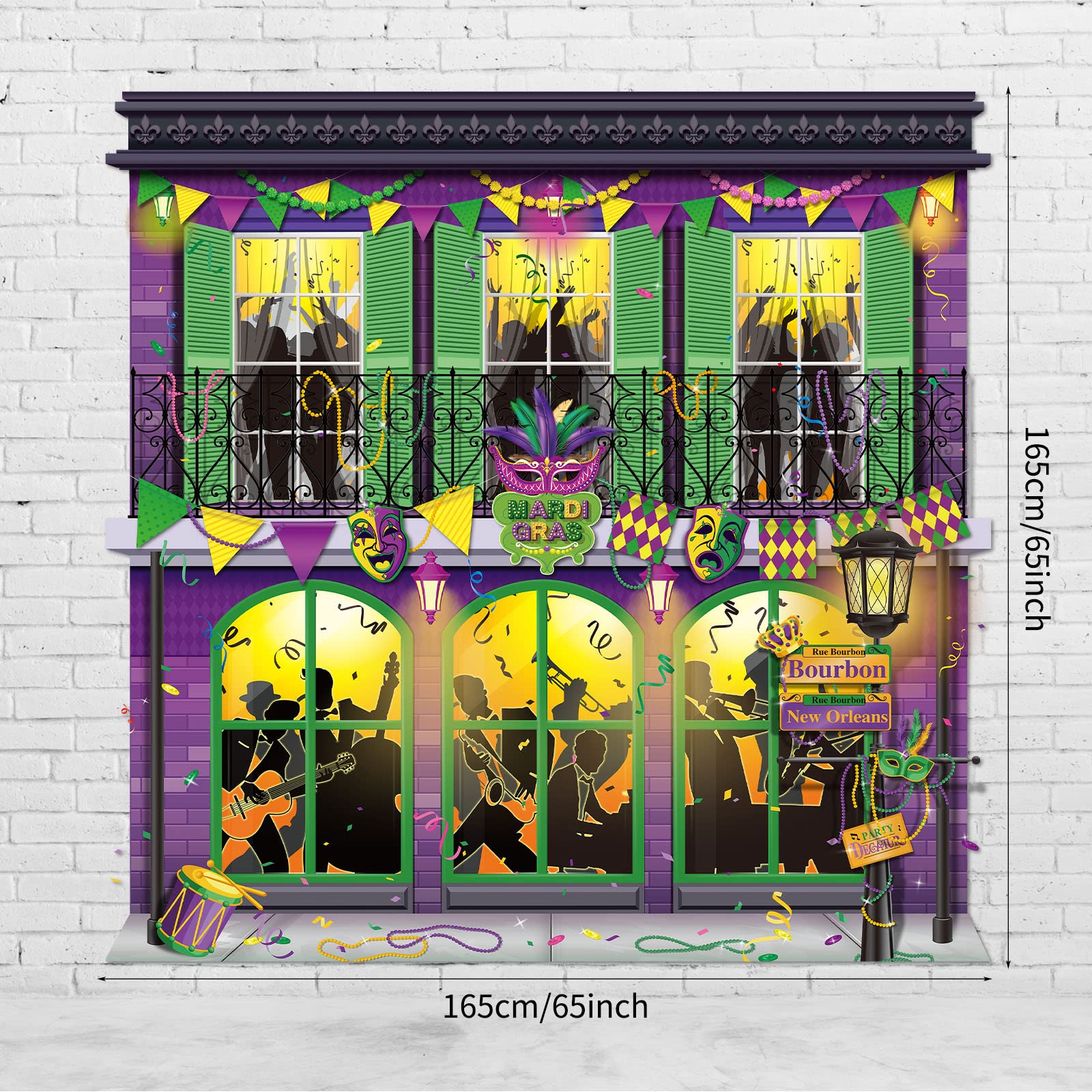 Moukeren Mardi Gras backdrop with crown and mask design for festive portraits.