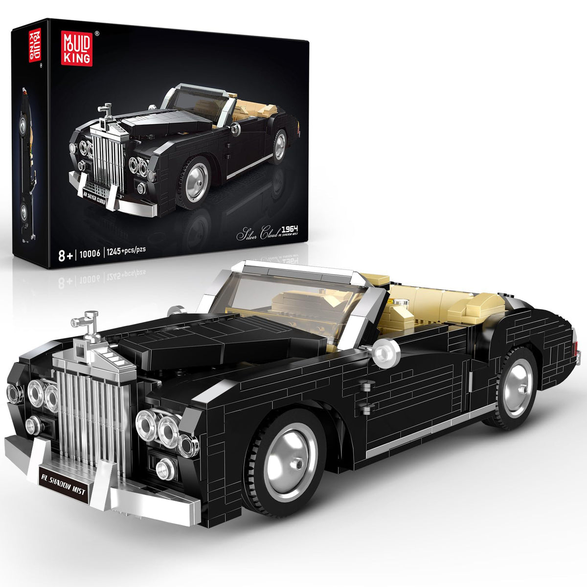 Mould King 10006 classic car front grille detail showcases iconic styling and collectable appeal.