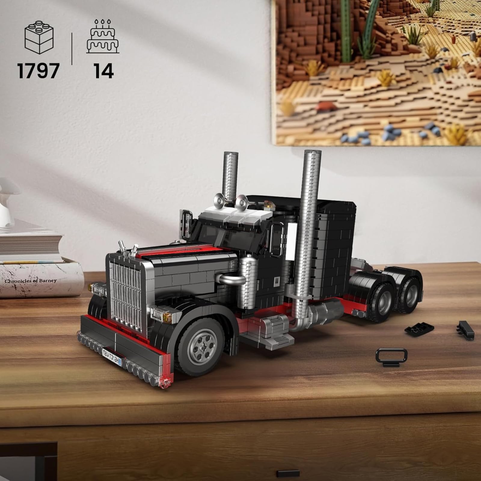 Mould King 10037 ten wheels close-up emphasizes realistic proportions.