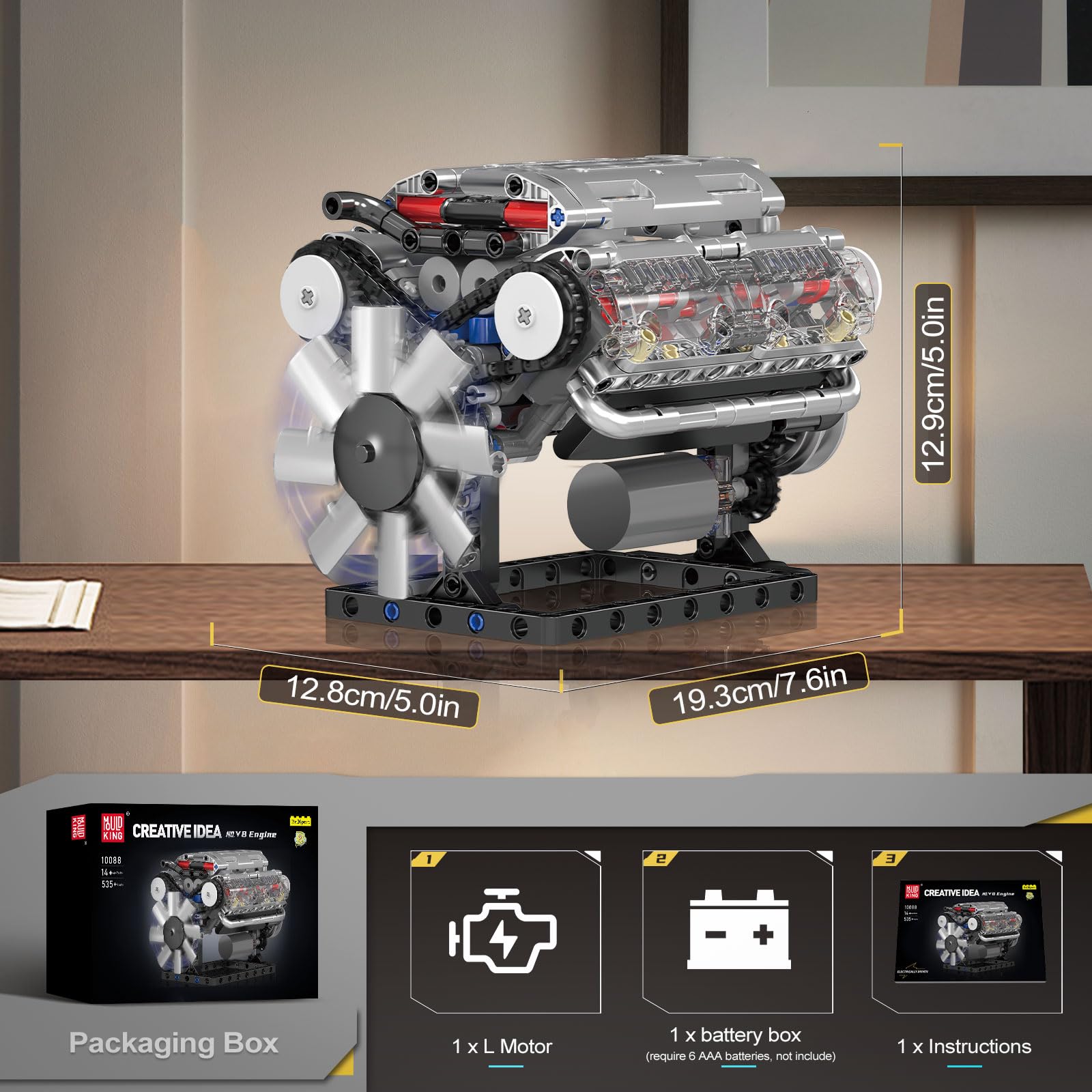 Mould King 10088 V8 engine model kit gift idea for hobbyists
