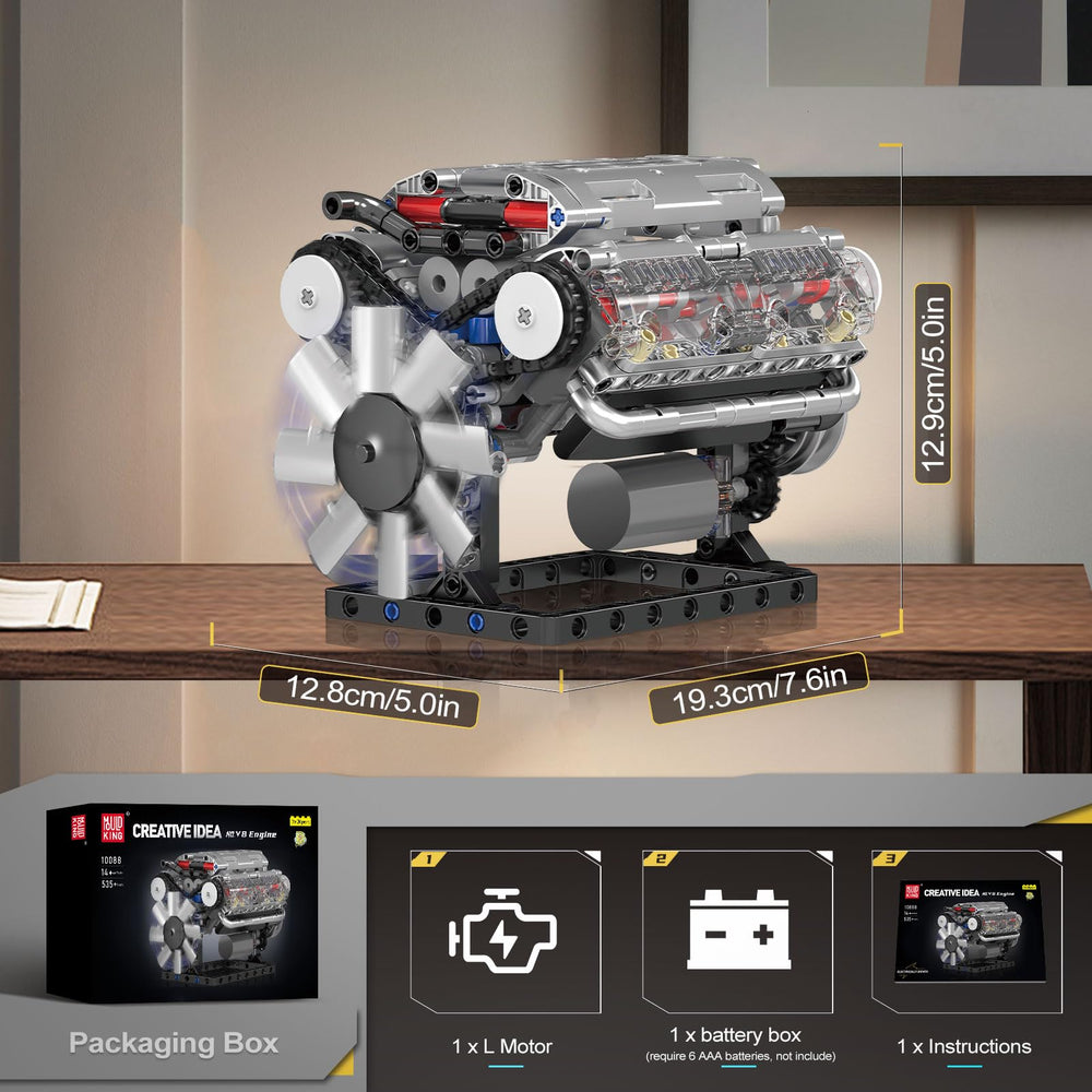 Mould King 10088 V8 engine model kit gift idea for hobbyists