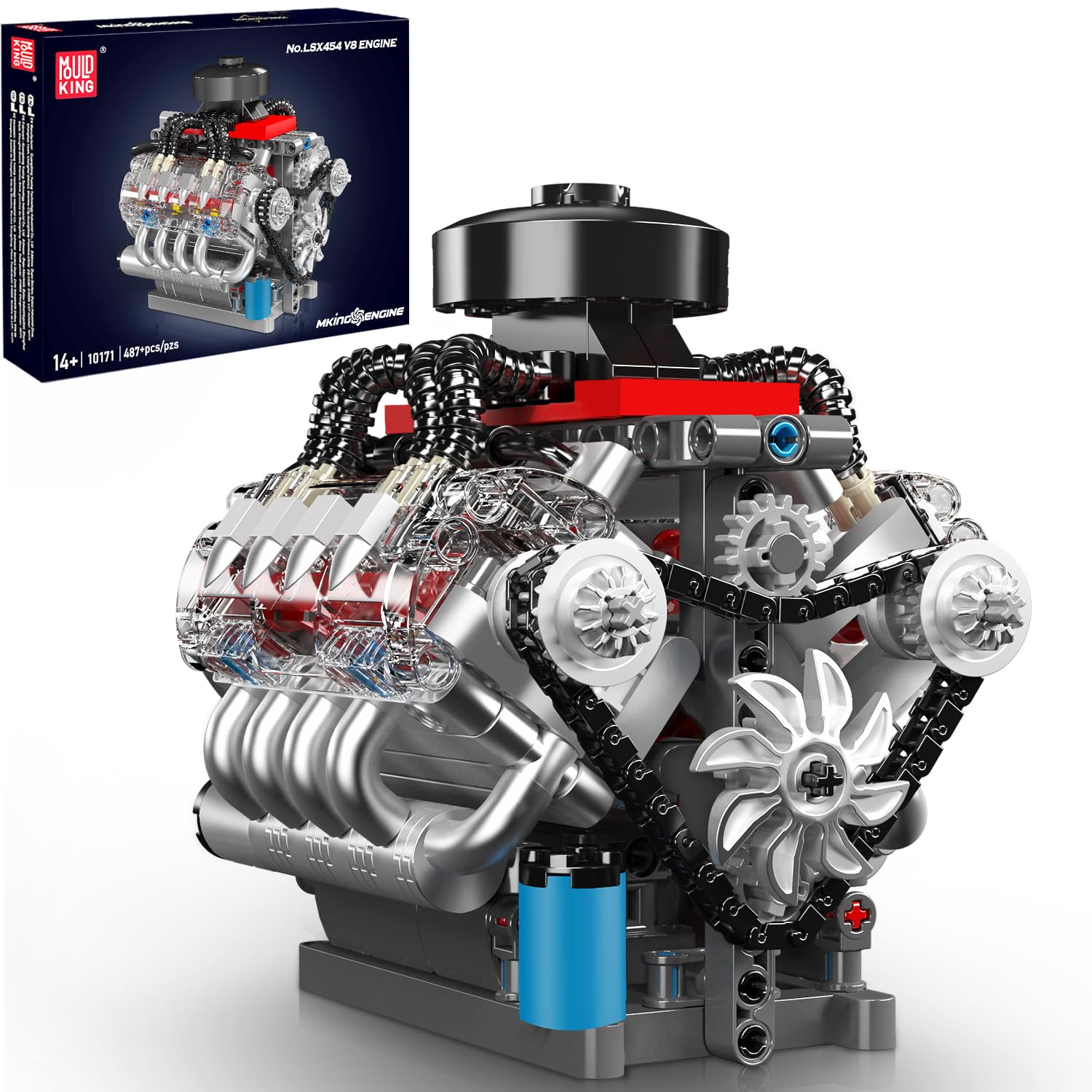 Mould King 10171 engine block for display and study