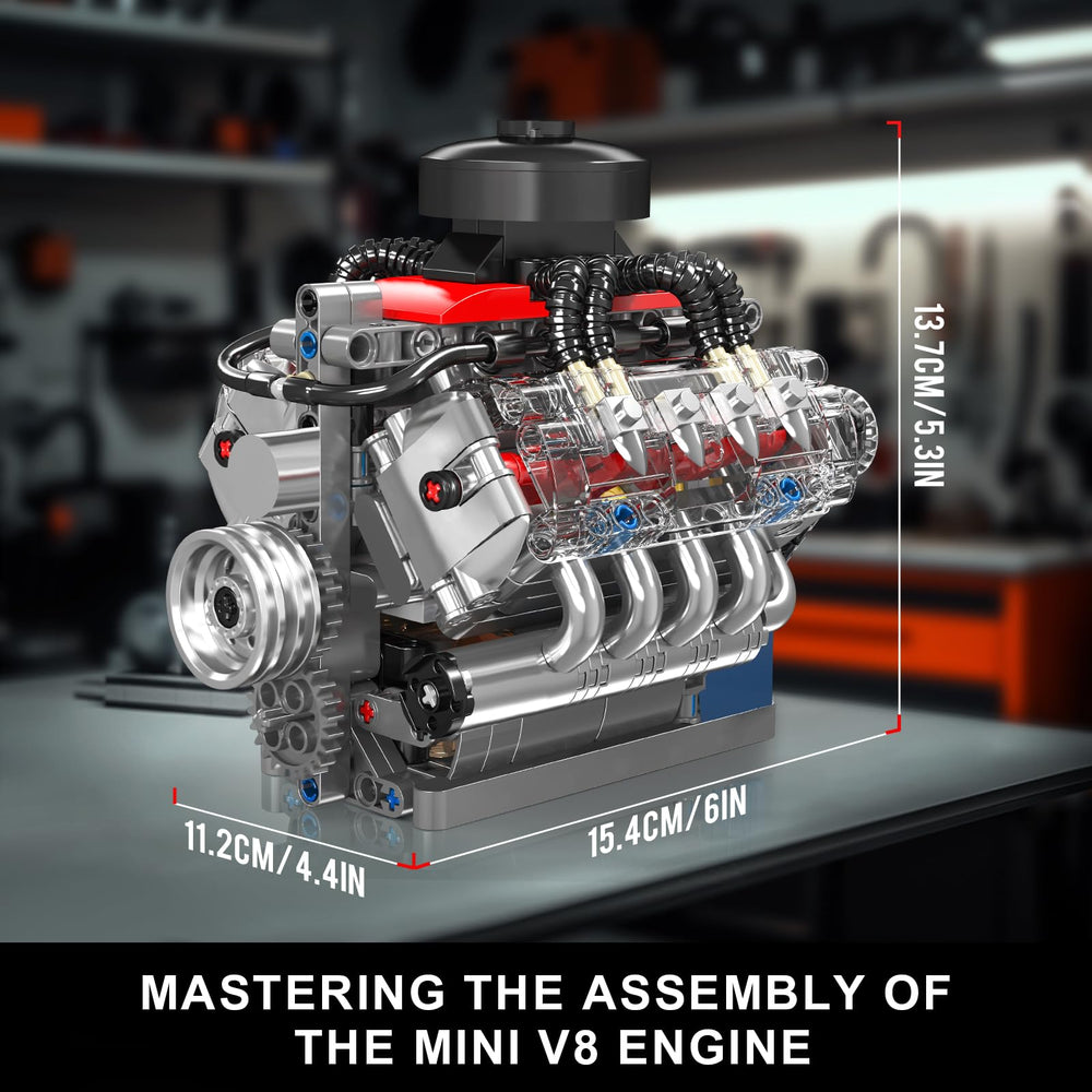Mould King 10171 engine kit demonstrates piston movement for engineering interest