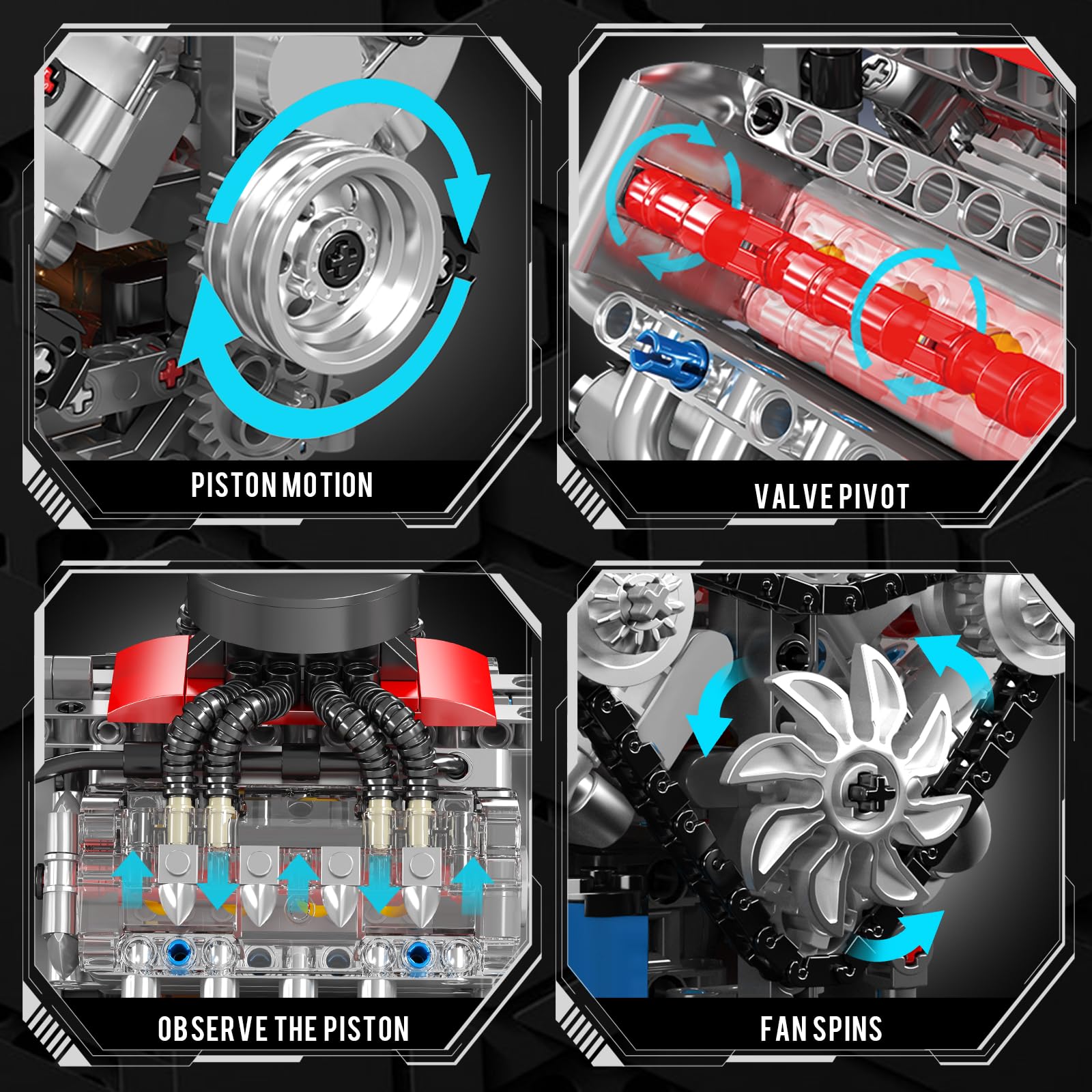 Mould King 10171 rotating fan synchronized with engine for realism