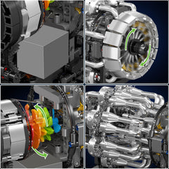 Mould King 10216 combustion chamber exploded view demonstrates internal layout and mechanism.