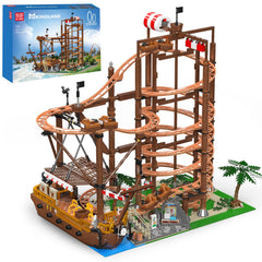 Mould King 11013 roller coaster model in a dynamic display setup for inspiration and creativity.