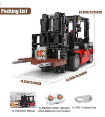 Mould King 13106 forklift with RC control supports remote play.