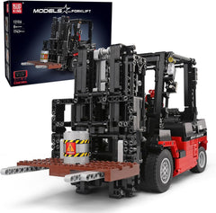 Mould King 13106 forklift front view for display and hands-on learning.