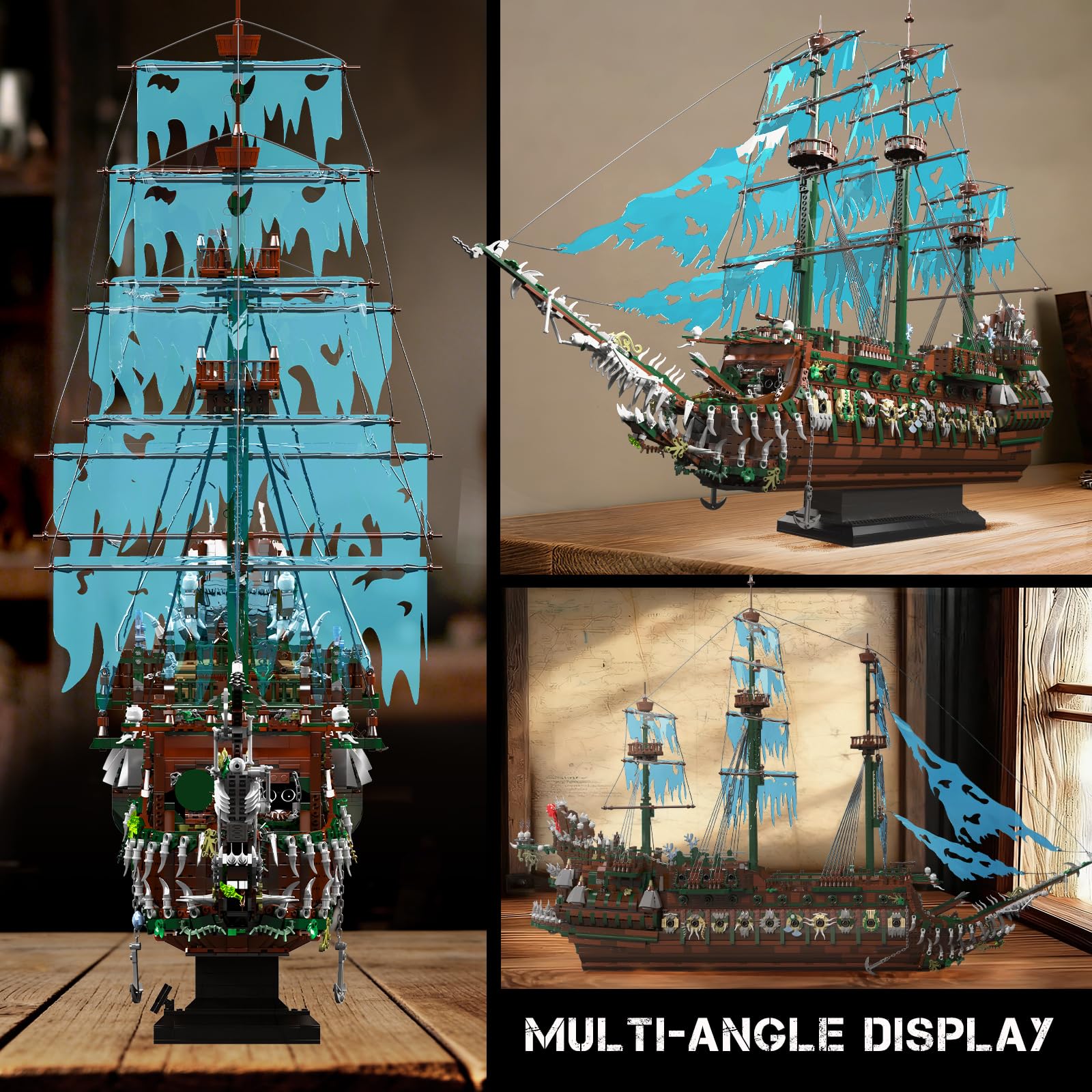 Mould King 13218 pirate ship instruction manual aids step-by-step building.