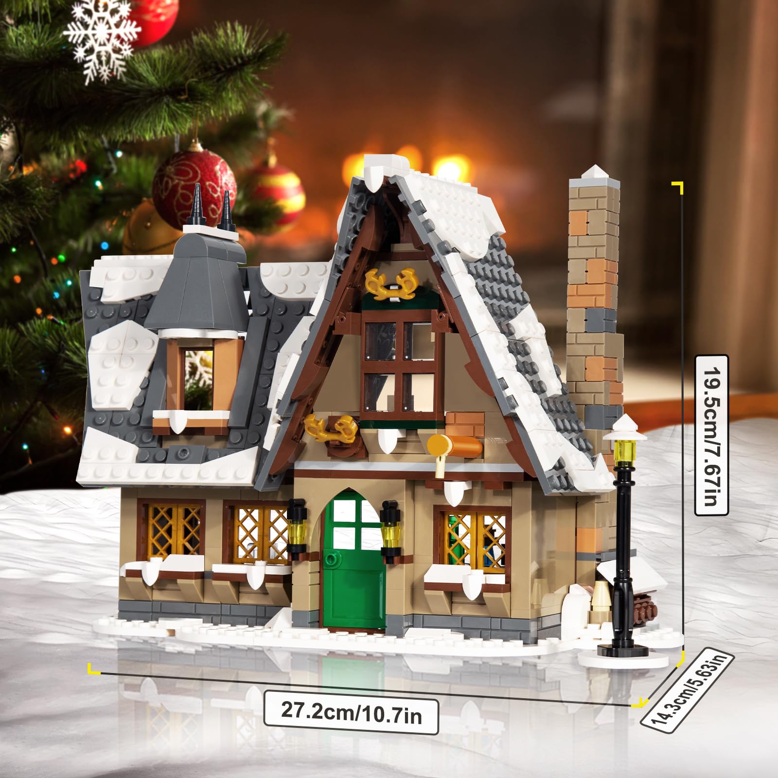 Mould King 16049 Christmas Cottage gift packaging and instruction booklet included.