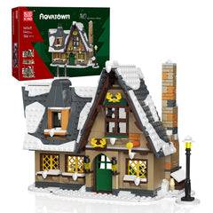 Mould King 16049 Christmas Cottage parts ready for family build.