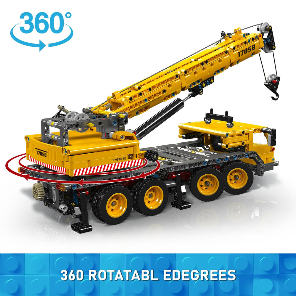 Mould King 17058 City Mobile Crane Truck telescopic boom extended for detailed model assembly