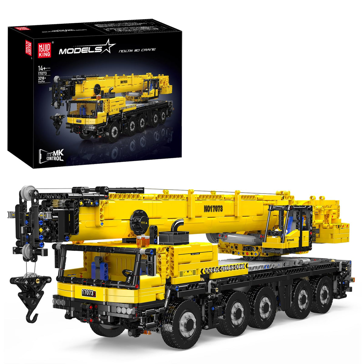 Mould King 17073 crane truck assembly for hands-on learning and creative play.