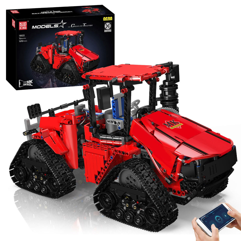 Mould King 18020 tractor blocks front view for immersive building and display.