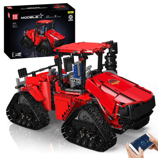 Mould King 18020 tractor blocks front view for immersive building and display.