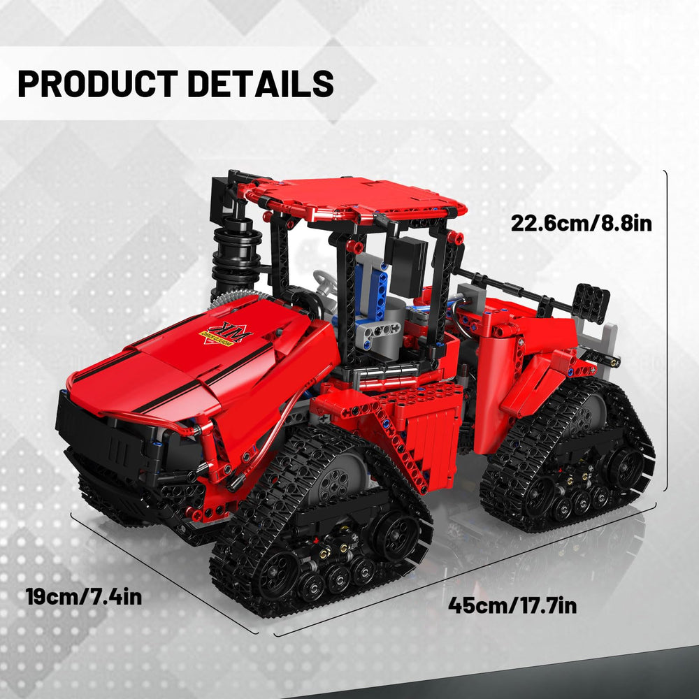 Mould King 18020 tractor remote-control app image showing smartphone control.