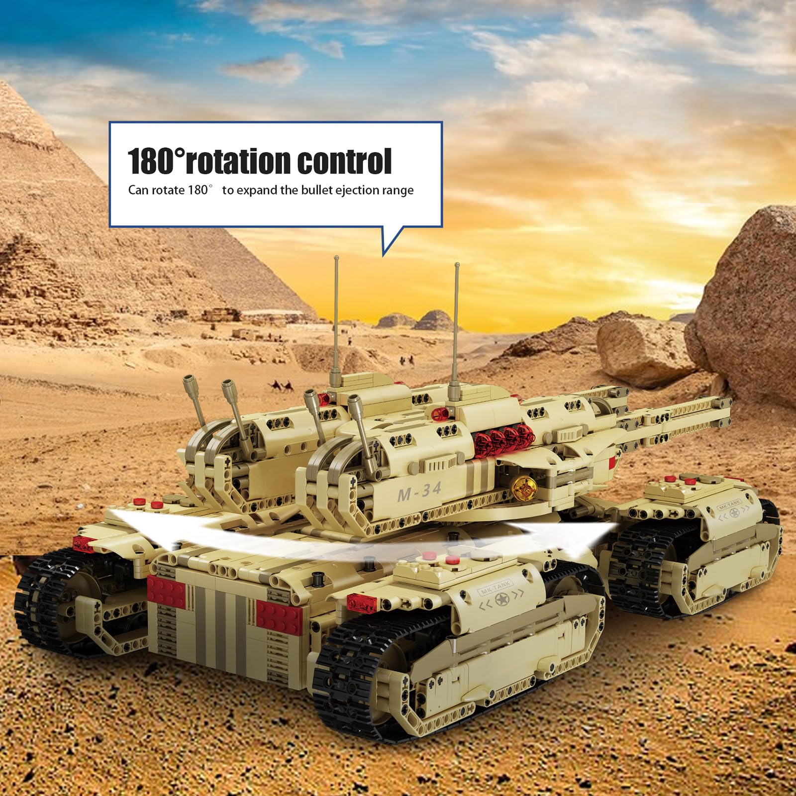 Mould King tank turret rotates 360 degrees for realism