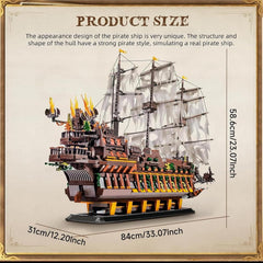 Mould King large pirates ship display piece enhances shelf showcase.