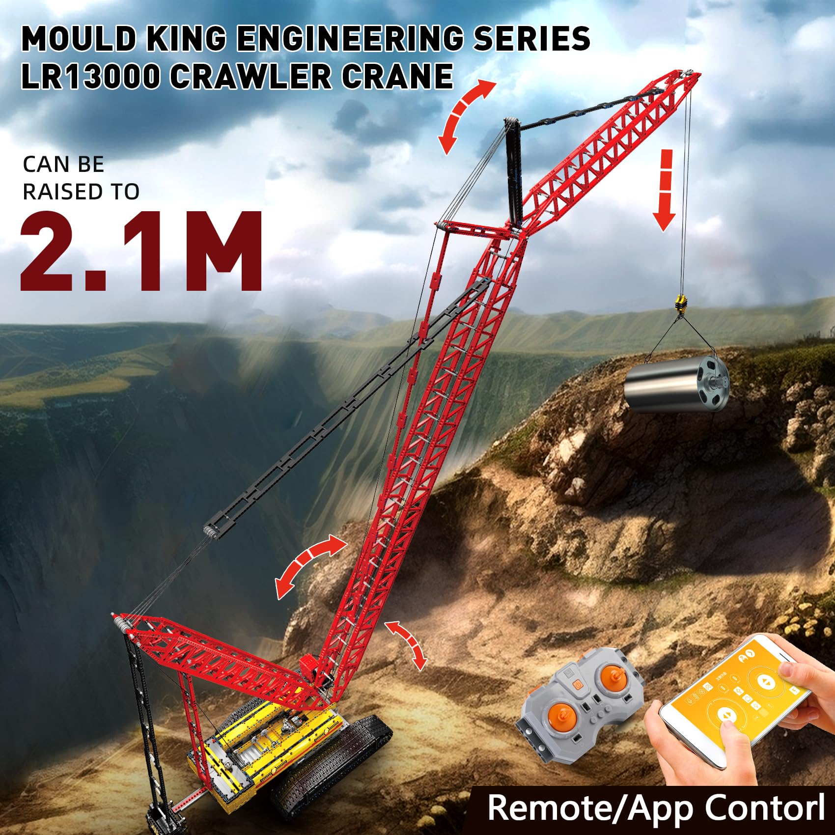Mould King LR13000 front arm deploy demonstrates realistic operation.
