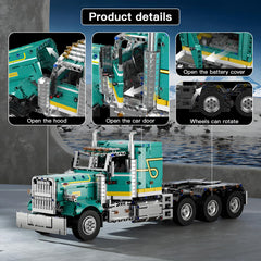 Mould King RC semi-truck cab interior detail reveals a realistic cockpit for imaginative builds.