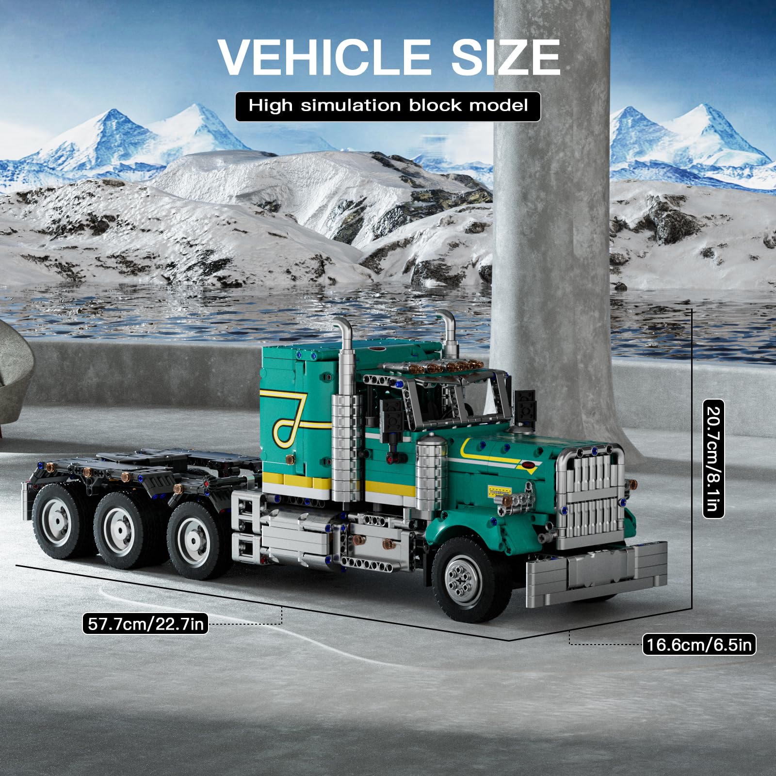 Mould King RC semi-truck doors open showcase functional realism and interactive play.