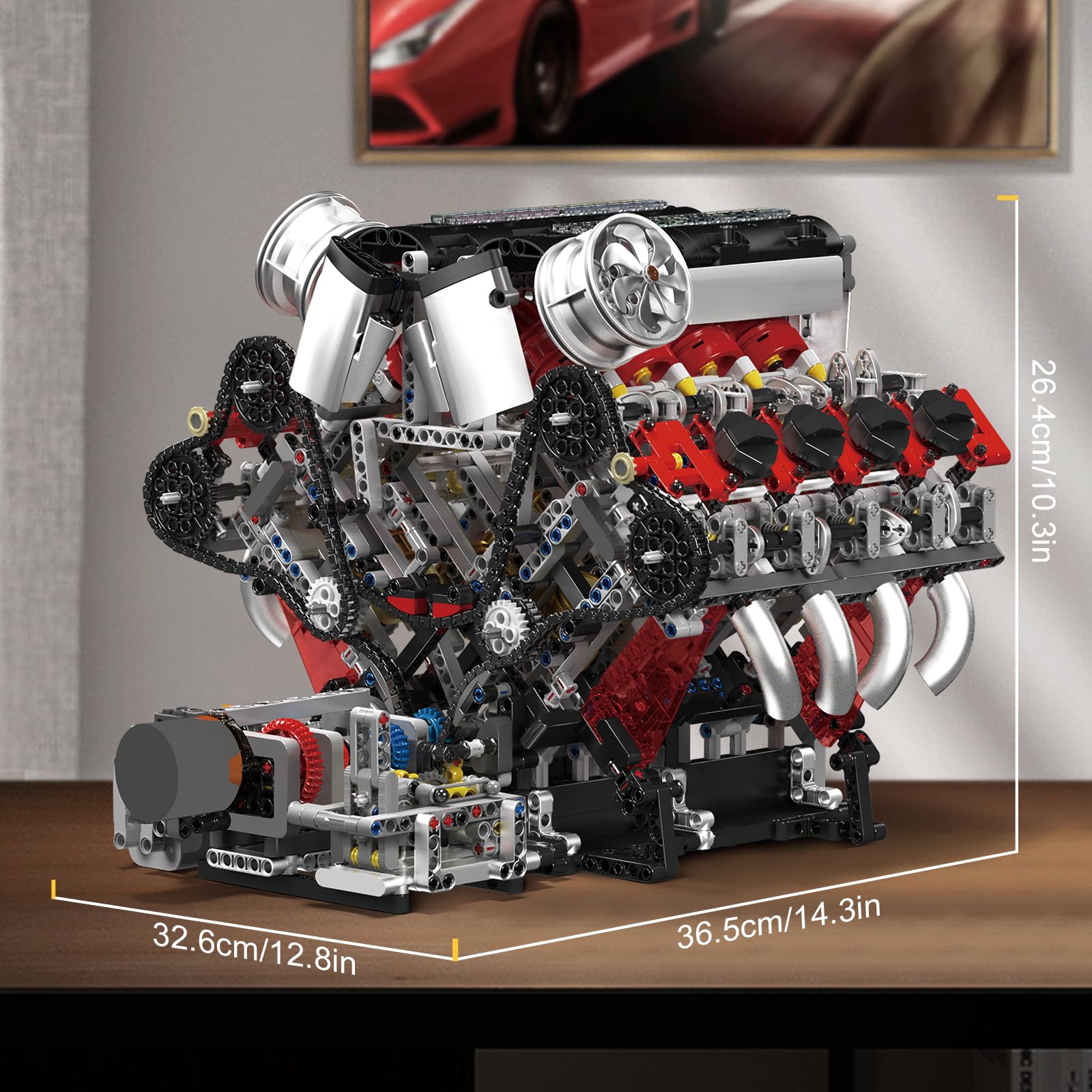 Mould King V8 engine blocks instructions aid display assembly.
