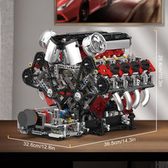 Mould King V8 engine blocks instructions aid display assembly.