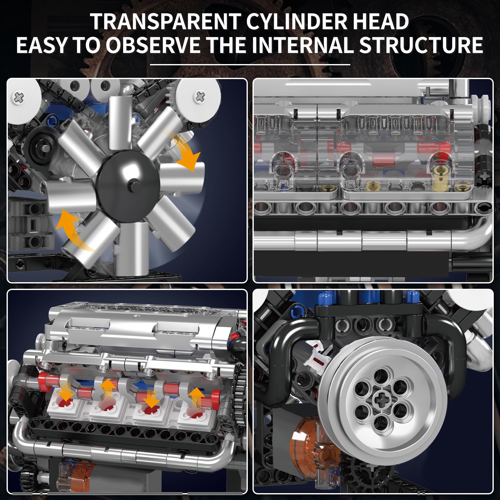 Mould King V8 engine instruction manual guides precise assembly.