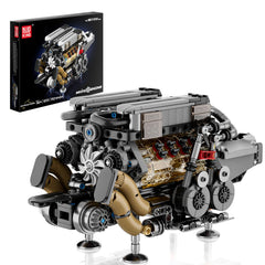 Mould King W16 engine block view highlights piston layout for study and display.