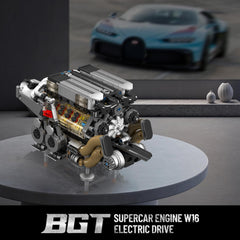 Mould King W16 engine cylinder-head transparent showcases valve train