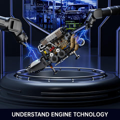 Mould King W16 engine 952-piece kit enables immersive STEM exploration at home.