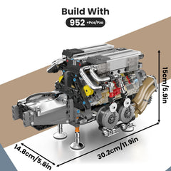 Mould King W16 engine packaging and color instruction manual for easy building