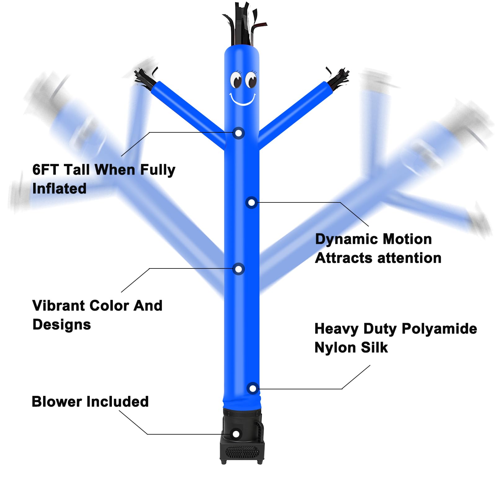 MOUNTO inflatable tube man blue material for reliable durability.